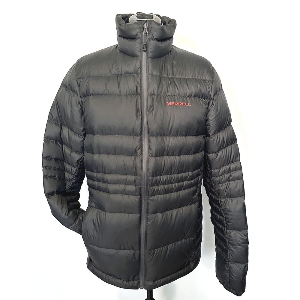 Merrell Jacket Womens Medium Black 800 Fill Down Puffer Quilted Full Zip MPR455